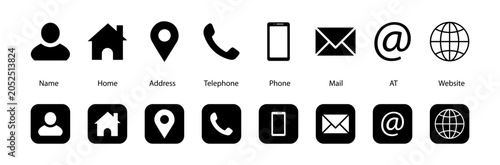 Fotografía Contact icon set for website, resume, business card, cv , visiting card