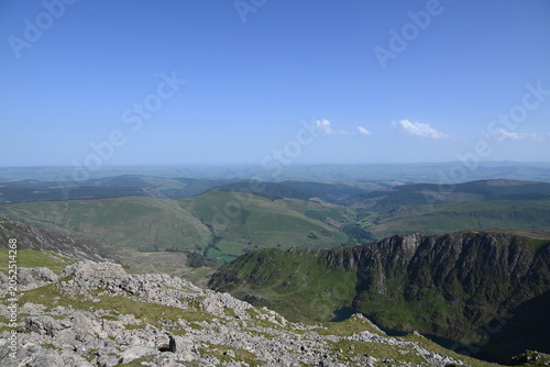 a view from the top of Cadair Idris in wales in southern Snowdonia along the Minffordd Path