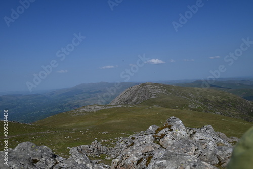 a view from the top of Cadair Idris in wales in southern Snowdonia along the Minffordd Path