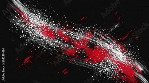 Dynamic Abstract Digital Art: Red and White Brush Stroke on Bold background with diagonal