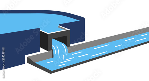 Фотография Water flow from reservoir to channel, infographic style illustration