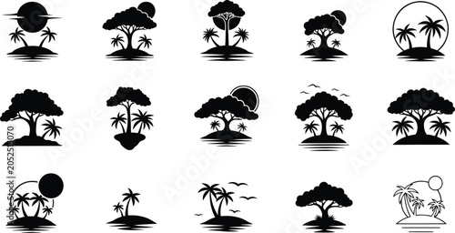 Summer Beach Tree Vector Collection
