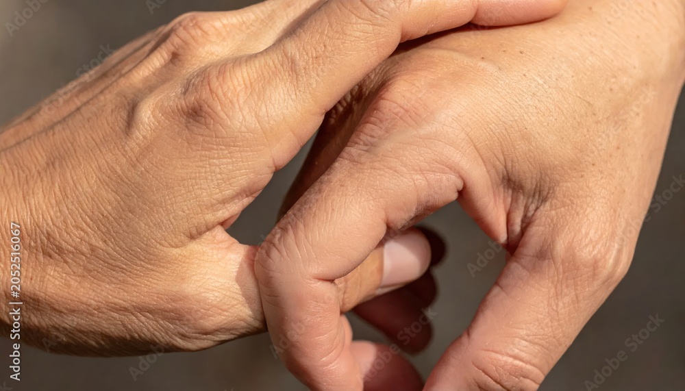 Fototapeta premium Close up of two hands doing a pinky swear.
