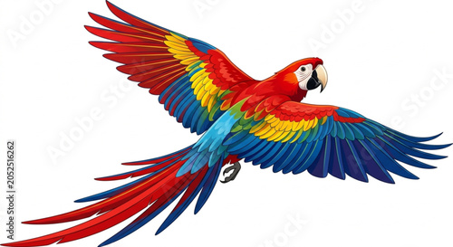 Photos scarlet macaw parrot flying isolated on white background