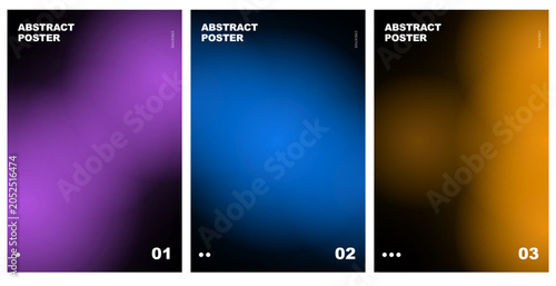 Abstract Poster Vector Template Set with Blurred Soft Gradient Backgrounds and Ambient Glow for Modern Covers