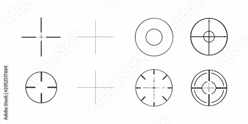 Foto Target crosshair icons line art on a white background