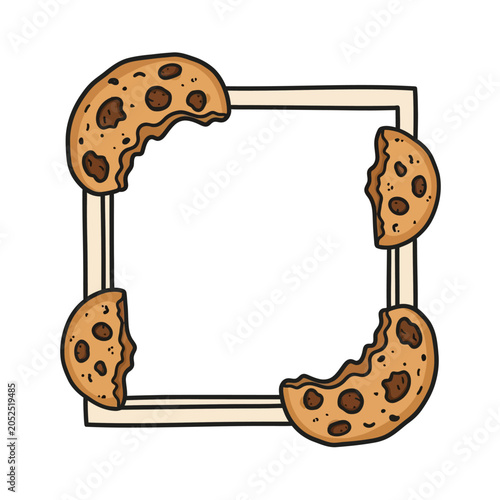 Fotografie Chocolate Chip Cookies Border Frame.