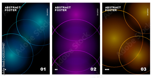 Abstract Posters Collection Vector Template with Glowing Circular Rings and Radial Light Gradients for Modern Cover Design