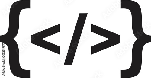 фотографія Closeup of code bracket symbols.