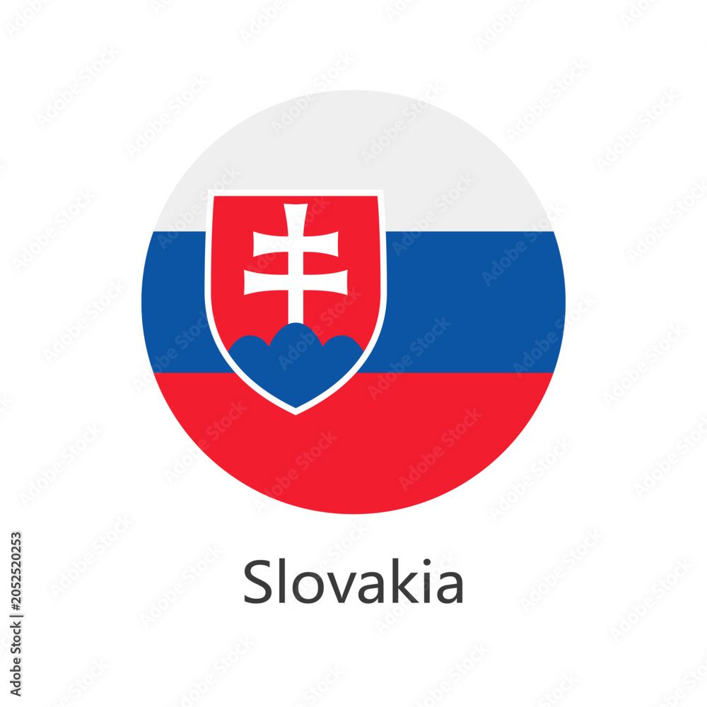 Fototapeta premium Isolated national flag of Slovakia. Round flag of Slovakia. Slovakia circle flag vector illustration.
