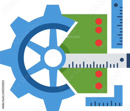 Cogwheel with ruler and geometry tools.
