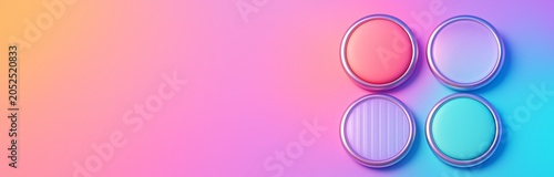 Abstract colorful circular shapes on gradient background with empty copyspace...