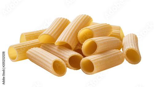 Bild auf Leinwand Pile of Rigatoni Pasta Tubes with Ridges