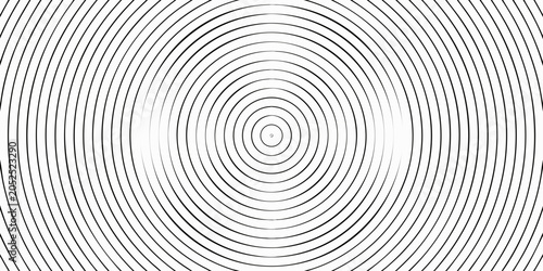 Concentric Circles Black And White Line Pattern On White Background