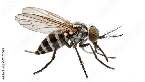 Fotografía Striped fly with large compound eyes and wings