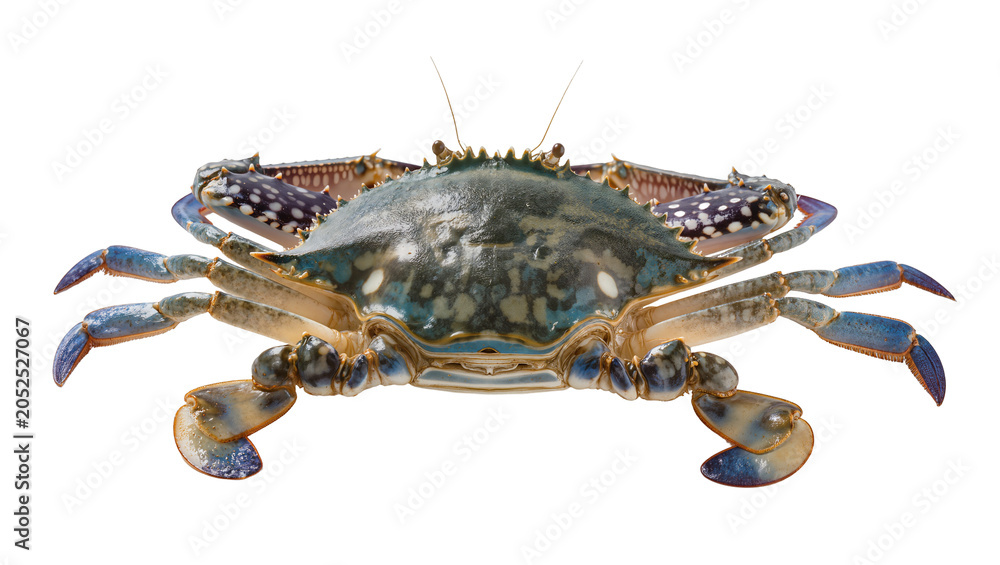 Φωτογραφία Blue crab with spotted carapace and blue legs