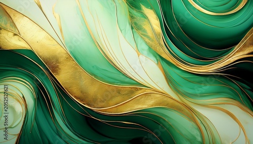 Vibrant Green And Gold Colors Abstract Wallpaper Design