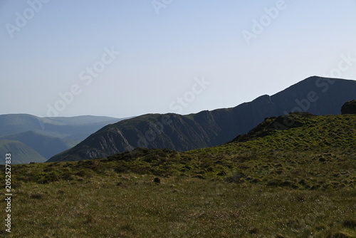 a view from the top of Cadair Idris in wales in southern Snowdonia along the Minffordd Path