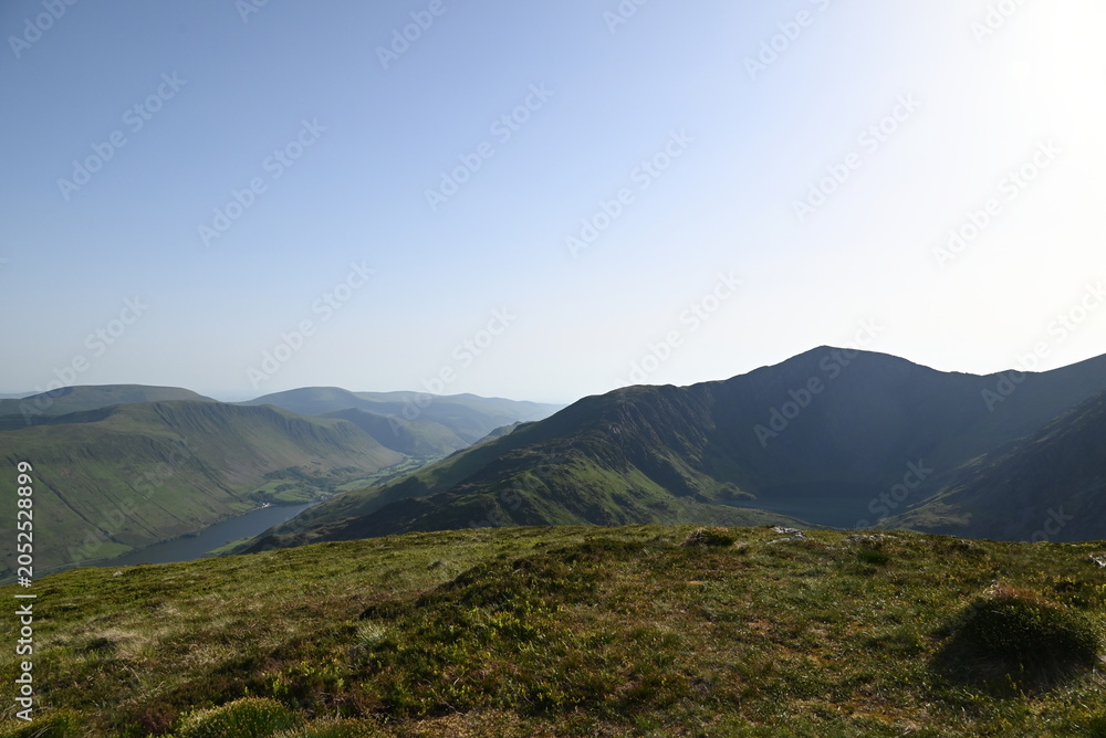 Fototapeta premium a view from the top of Cadair Idris in wales in southern Snowdonia along the Minffordd Path
