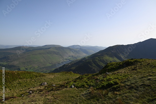 a view from the top of Cadair Idris in wales in southern Snowdonia along the Minffordd Path