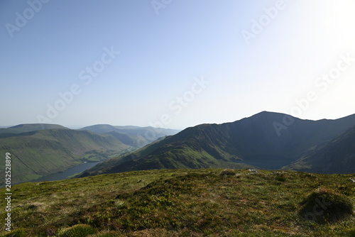 a view from the top of Cadair Idris in wales in southern Snowdonia along the Minffordd Path