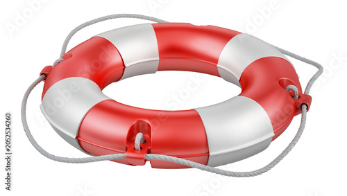 Fotografía Red and white lifebuoy with rope