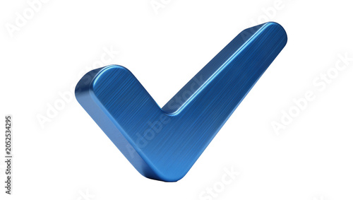 Vászonkép Blue metallic checkmark symbol