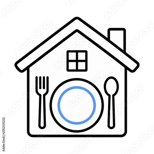 Home food insecurity icon with empty plate inside house