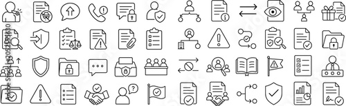 Cuadro en lienzo Compliance and Corporate Governance Icon Set, Linear Vector Graphics in Black an