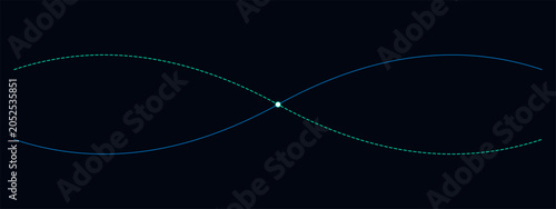 Foto Flowing wavy lines crossing and intersecting over dark background creating sinuous motion