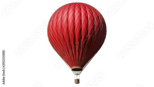 Red hot air balloon with intricate netting detail