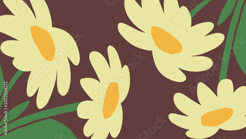 Photos Spring flowers bloom on a colorful background illustration.