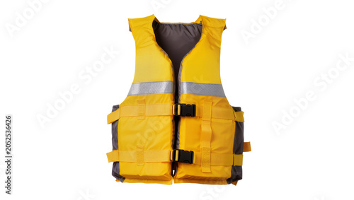 Fotografie Yellow life vest with grey lining and reflective stripes