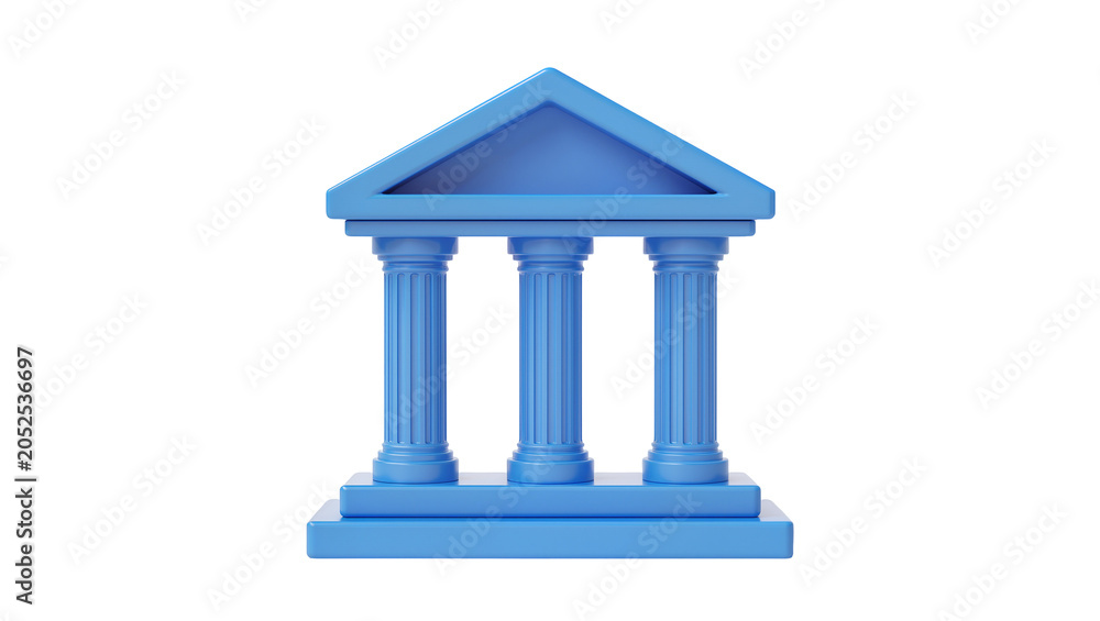 Obraz premium Blue classical building facade with three columns