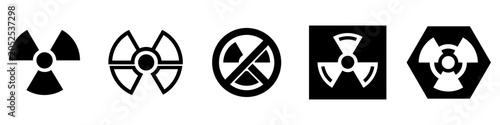 Bild auf Leinwand Collection of simple radioactive icons and radiation warning symbol set