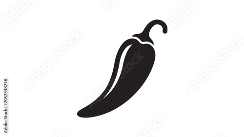 Pepper Icon with a Curved Stem and Two Lines on the Body Featuring Chili, Spicy, Food with Vegetable and Hot Elements for Black, Silhouette Projects