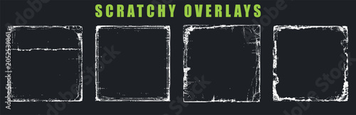 Photography Set of four grunge scratchy square frame overlays