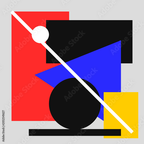 Canvas-taulu Abstract geometric composition featuring primary colors and bold shapes inspired by Suprematism and modern minimalist design