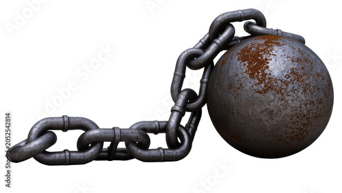 Foto Heavy rusted metal ball and chain