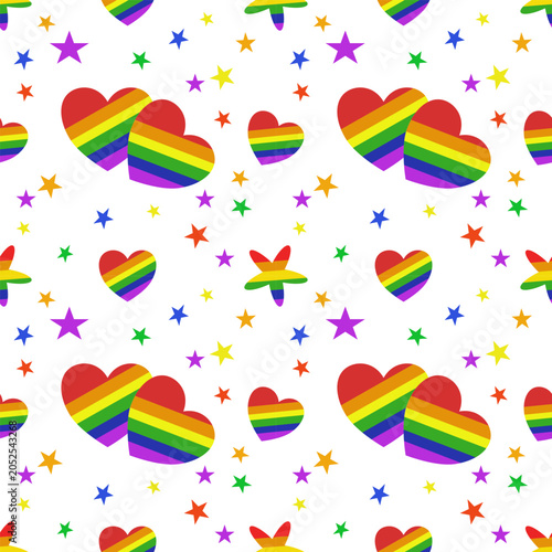 Rainbow Pride Heart Seamless Pattern 