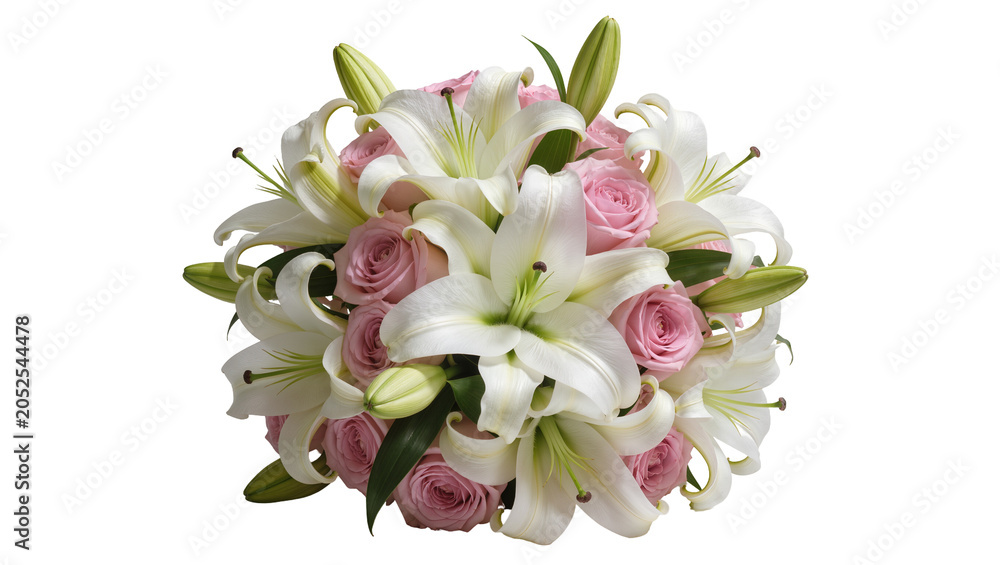 Obraz premium White lilies and pink roses floral arrangement