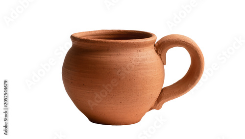 Vászonkép Terracotta mug with handle, rustic earthenware pottery