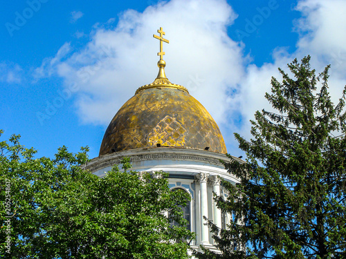 Canvastavla The dome of the Orthodox cathedral against the sky.