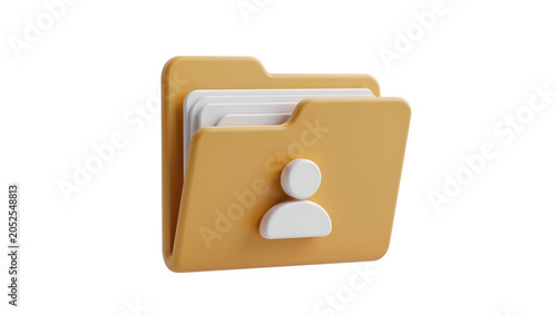 Canvastavla Yellow folder with white user icon and papers