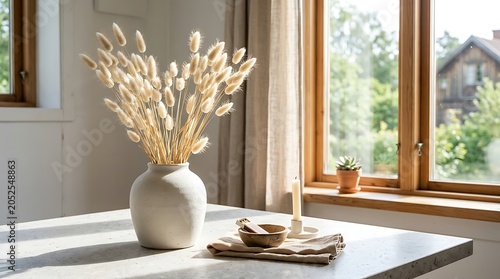 Soft natural dried bouquet by window light