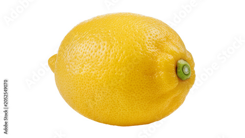 Cuadro en lienzo Whole yellow lemon with green stem nub