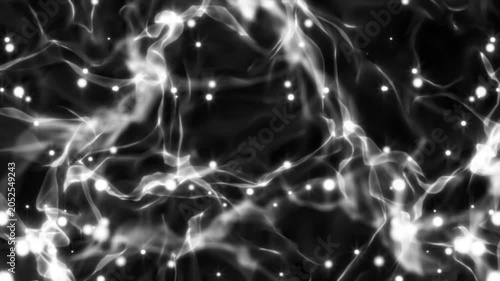 Smoke Effect Animation with dust particles animation on black background. Moving white fog, slow motion of smoke overlay, 4k seamless looping video