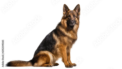 Foto German Shepherd dog sitting attentively, looking forward