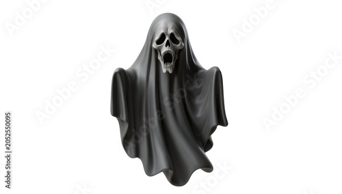 Canvas Print Scary ghost with skull face and flowing dark fabric