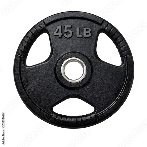 Black weight plate isolated on transparent background